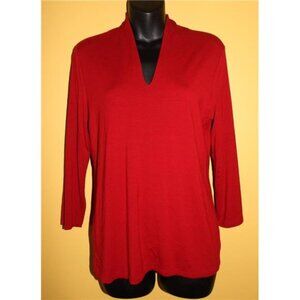 NWT Talbots Small S Red V Neck 3/4  Sleeve Top Knit